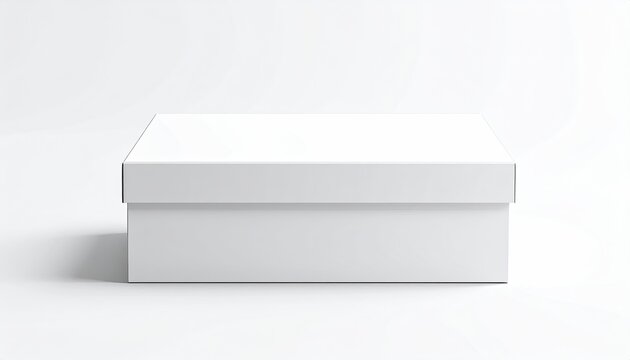 White box with lid on white background, studio lighting
