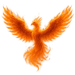 majestic fiery phoenix rising with glowing wings of flame, symbolizing rebirth, power, and immortality against a warm
