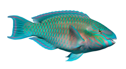 Vibrant parrotfish swimming gracefully in the deep blue ocean waters today