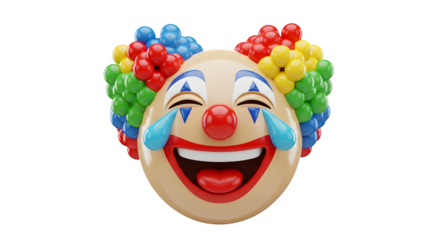 Crying clown emoji with colorful hair and makeup expressing sadness and humor