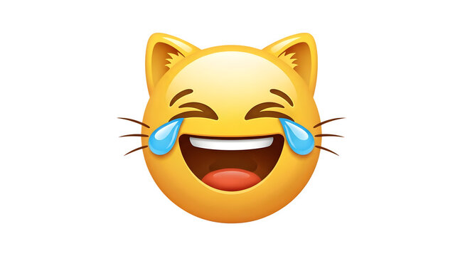 Crying laughing cat emoji expressing strong emotion and humor