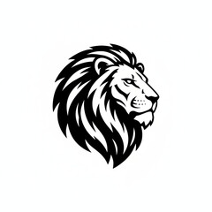 Fototapeta premium Stylized black and white Asian lion head profile illustration