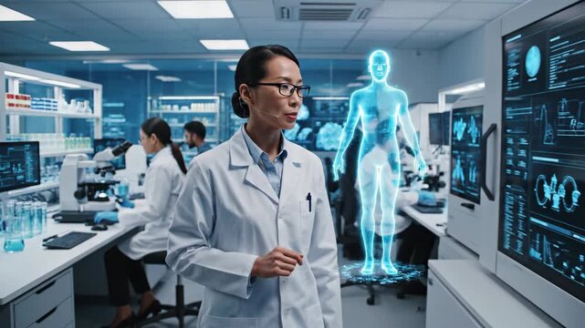 Advanced Medical Research Laboratory with Digital Human Models.
