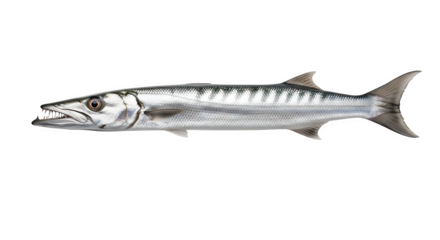 Barracuda showing sharp teeth in a side profile against a view
