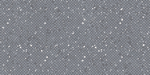 Realistic falling snow overlay with transparent background for winter and holiday designs
