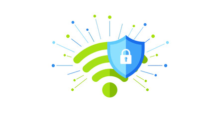 Secure your network with this modern WiFi security graphic, a vibrant symbol of trusted connectivity and digital protection for a safe online experience