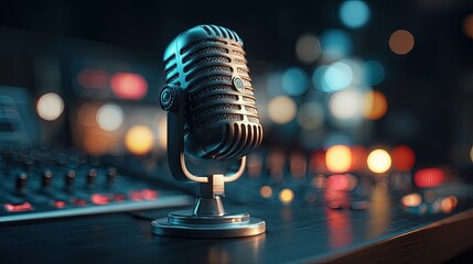 Vintage Microphone In Recording Studio