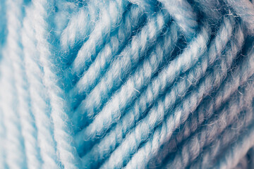 Close-Up of Soft Blue Yarn with Textured Fibers for Crafting