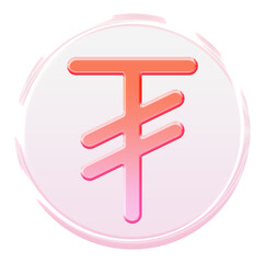 Vibrant Mongolian Tugrik icon with a 3D effect and glassmorphism - Y2K inspired jelly finance symbol in pink and orange gradient