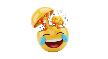 Exploding mind emoji with confetti and stars representing overwhelming emotion