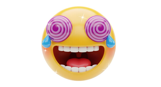 Dizzy emoji with spiral eyes and tears of joy expressing extreme amusement