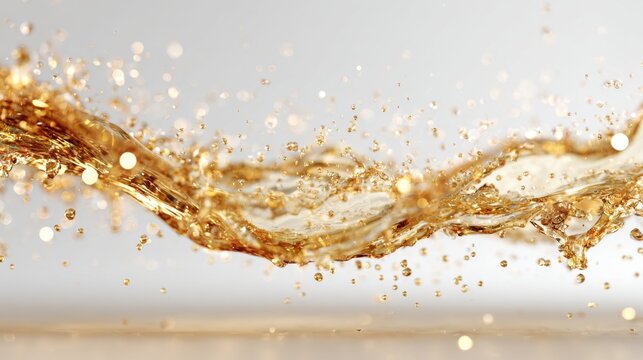 Liquid Gold: A dynamic close-up of amber liquid, creating a captivating display of movement with a golden hue. capturing the essence of elegance and sophistication.