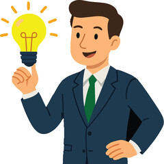 businessman holding light bulb symbolizing idea and innovation