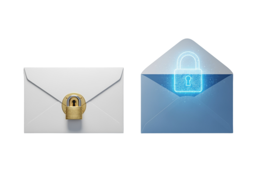 Envelope with lock icon duo isolated on transparent background