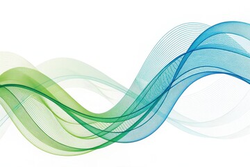 Abstract Waves of Green and Blue Colors Representing Energy