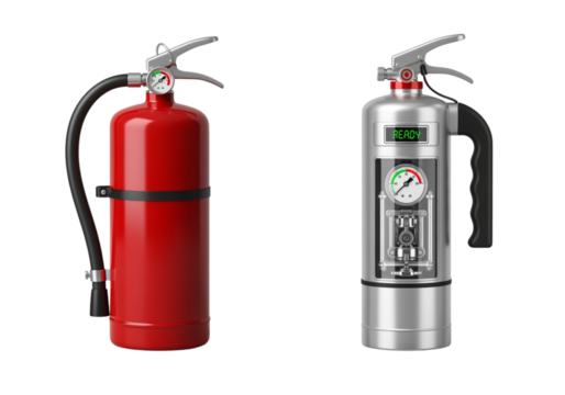 Fire extinguisher 3D duo isolated on transparent background