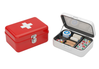 First aid kit 3D duo isolated on transparent background
