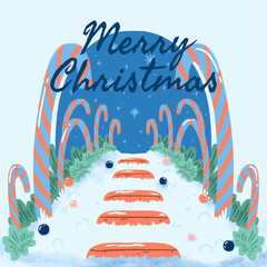 Whimsical Candy Canes Christmas Path Illustration