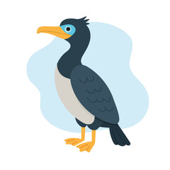 Blue-eyed cormorant stands tall with sleek dark feathers, cormorant shines under sunlight, cormorant posture shows elegance of marine bird life and artistic natural design for wildlife lovers.