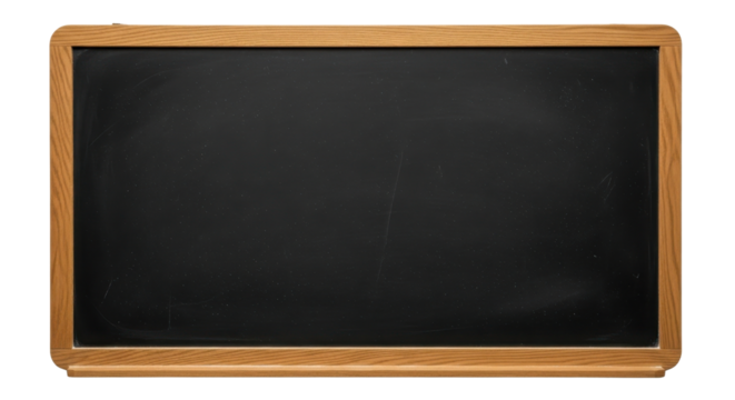 Blank blackboard with wooden frame isolated PNG with Transparent Background