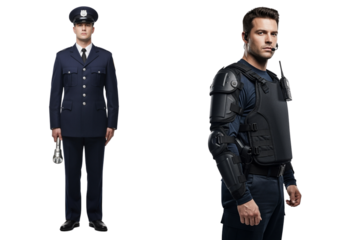 Professional security guard bundle isolated on transparent background