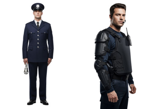 Professional security guard bundle isolated on transparent background