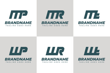Letters MP MR MT WP WR WT Monogram Logo Set, suitable for PM RM TM PW RW TW initials