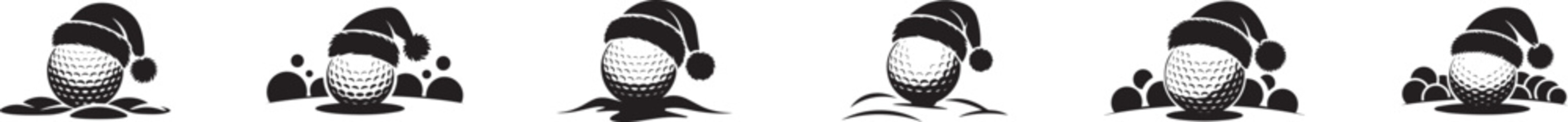 Golf ball with santa hat for christmas holidays vector