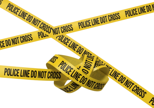 Police tape barrier duo isolated on transparent background
