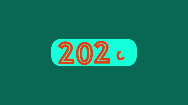 4k happy new year 2026 and 2025 going animation in adobe after etfects motion graphics of with a neon glow inside a rounded rectangle on a teal background