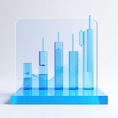 Abstract, blue, clear, bar graph showing increasing trend