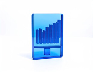 Blue acrylic phone icon showing bars increasing in height
