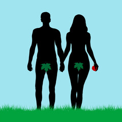 Adam and Eve silhouettes