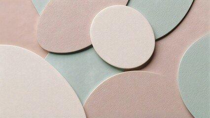 Pastel geometric background with overlapping circles, minimalist design, soft textured shapes in muted tones.