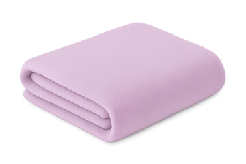 Folded pink soft fleece blanket on transparent background