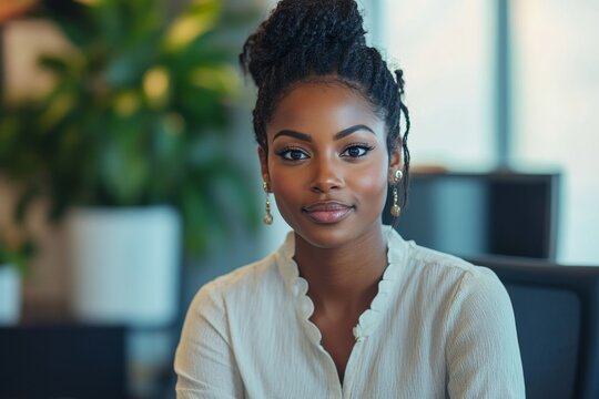 Professional woman engaging in a video chat in an office setting, maintaining clear communication and professionalism in a virtual environment, Generative AI