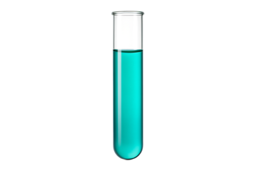 Glass Test Tube Filled with Bright Turquoise Liquid, Symbolizing Chemical Research, Science, and Laboratory Work