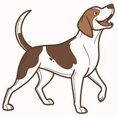 a flat-style vector icon of a happy dog standing, brown and beige tones, no background.