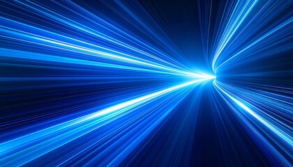 Abstract streaks of vibrant blue light converging to bright point, tunnel-like effect creating a sense of speed/energy