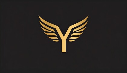 Golden letter 'Y' with wing-like formations on either side, set against a dark background, centrally positioned