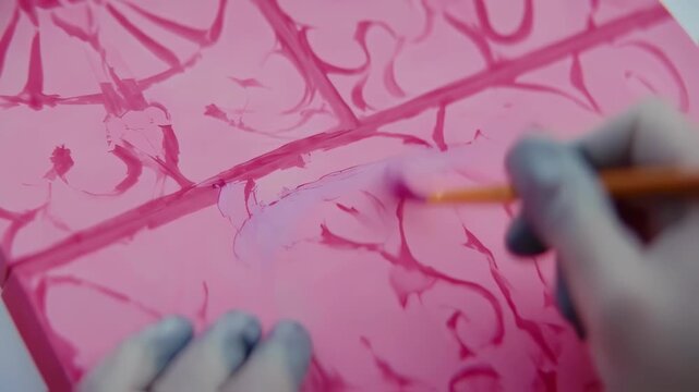 Painting Pink Patterns - Artistic Creation and Handcrafted Design.