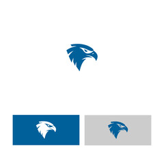 Bold blue eagle head logo design strength power and corporate branding