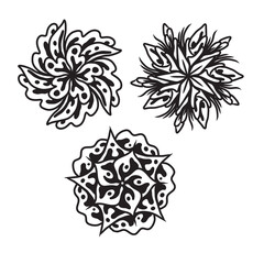 Set of hand drawn black mandala , asian traditional design oriental elements.