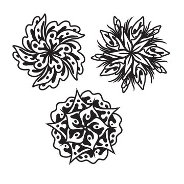 Set of hand drawn black mandala , asian traditional design oriental elements.