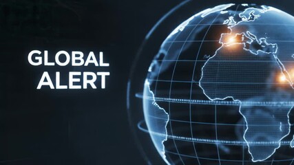 Earth Globe Displaying Global Alert Message in Dark Environment - Powered by Adobe
