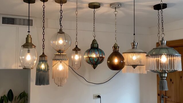 Modern Home Interior Design Showcasing the Elegant Illumination Provided by a Set of Stylish Hanging Pendant Lights Above a Kitchen