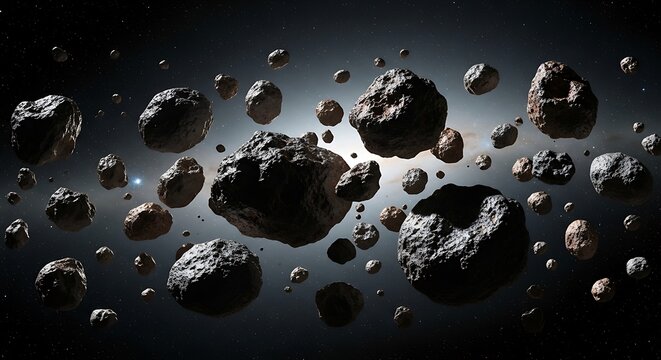 Asteroid Field - A Cosmic Dance of Space Rocks.