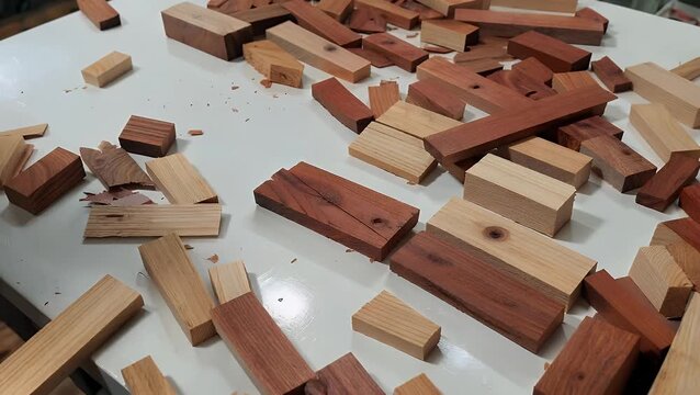 Tabletop View of Aromatic Evergreen Coniferous Wood Chips from a North American