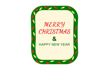 Merry Christmas and Happy New Year Greeting Frame Vector with Green and Red Border. Festive Holiday Poster and Card Illustration for Seasonal Decor and Print Design