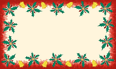 Merry christmas greeting card or invitation template border. There is space for text.